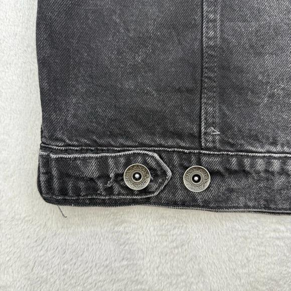 R3BEL‎ Jacket Mens Large Denim Black Embroidered Paradise Thrashed Distressed - Picture 10 of 11